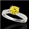 Image 1 : 1.18 CTW Certified Si/I Fancy Intense Yellow Diamond Solitaire Ring 10K White Gold - REF-218Y2K - 35