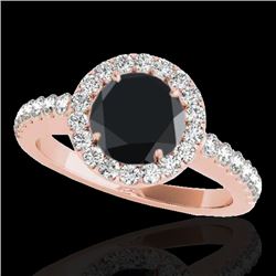 1.65 CTW Certified VS Black Diamond Solitaire Halo Ring 10K Rose Gold - REF-80N4Y - 33476