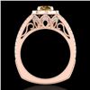 Image 4 : 1.55 CTW Intense Fancy Yellow Diamond Engagement Art Deco Ring 18K Rose Gold - REF-200W2F - 37988