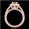 Image 4 : 2.8 CTW Intense Fancy Yellow Diamond Engagement Art Deco Ring 18K Rose Gold - REF-327M3H - 38009