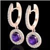 1.75 CTW Amethyst & Micro Pave Halo VS/SI Diamond Earrings 14K Rose Gold - REF-76H4A - 23246