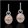 7 CTW Morganite & Micro Pave Solitaire Halo VS/SI Diamond Earrings 14K White Gold - REF-254M5H - 227