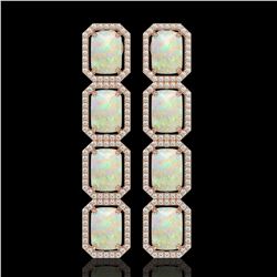 12.99 CTW Opal & Diamond Halo Earrings 10K Rose Gold - REF-203T3M - 41586