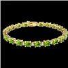 Image 2 : 13 CTW Peridot & VS/SI Diamond Eternity Bracelet Yellow 10K Yellow Gold - REF-82H8A - 21456
