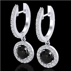 1.75 CTW Micro Pave Halo VS/SI Diamond Earrings 18K White Gold - REF-96W5F - 23251