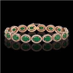 22.89 CTW Emerald & Diamond Halo Bracelet 10K Rose Gold - REF-291W5F - 40602