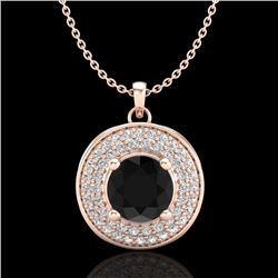 1.25 CTW Fancy Black Diamond Solitaire Art Deco Stud Necklace 18K Rose Gold - REF-83K6W - 38137