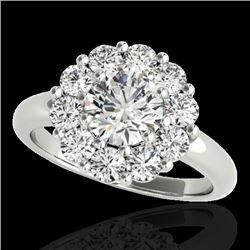 2.09 CTW H-SI/I Certified Diamond Solitaire Halo Ring 10K White Gold - REF-250T9M - 34423