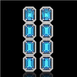 18.99 CTW Swiss Topaz & Diamond Halo Earrings 10K White Gold - REF-184M4H - 41603