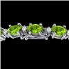Image 1 : 26.3 CTW Peridot & VS/SI Certified Diamond Eternity Bracelet 10K White Gold - REF-174T4M - 29457