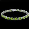 Image 2 : 26.3 CTW Peridot & VS/SI Certified Diamond Eternity Bracelet 10K White Gold - REF-174T4M - 29457