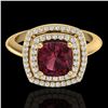 Image 1 : 2.27 CTW Garnet & Micro VS/SI Diamond Pave Halo Ring 18K Yellow Gold - REF-65M3H - 20763