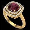 Image 2 : 2.27 CTW Garnet & Micro VS/SI Diamond Pave Halo Ring 18K Yellow Gold - REF-65M3H - 20763