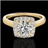 1.37 CTW H-SI/I Certified Diamond Solitaire Halo Ring 10K Yellow Gold - REF-167Y3K - 33411