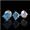 Image 2 : 1.01 CTW Fancy Intense Blue Diamond Art Deco Stud Earrings 18K White Gold - REF-100Y2K - 38230