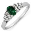 Image 1 : 0.74 CTW Emerald & Diamond Ring 14K White Gold - REF-21H3A - 10107