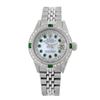 Image 2 : Rolex Men's Stainless Steel, QuickSet, Diam/Emerald Dial & Diam/Emerald Bezel - REF-563W5H