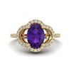 Image 1 : 2 CTW Amethyst & Micro Pave VS/SI Diamond Ring 10K Yellow Gold - REF-33T3M - 20971