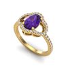 Image 2 : 2 CTW Amethyst & Micro Pave VS/SI Diamond Ring 10K Yellow Gold - REF-33T3M - 20971