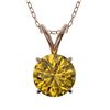 Image 1 : 1.05 CTW Certified Intense Yellow SI Diamond Solitaire Necklace 10K Rose Gold - REF-147M2H - 36772