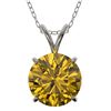 Image 1 : 2.03 CTW Certified Intense Yellow SI Diamond Solitaire Necklace 10K White Gold - REF-492H2A - 36816