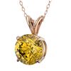 Image 2 : 1.53 CTW Certified Intense Yellow SI Diamond Solitaire Necklace 10K Rose Gold - REF-285X2T - 36807