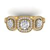 Image 1 : 2.25 CTW Certified VS/SI Diamond 3 Stone Micro Halo Ring 14K Yellow Gold - REF-236W2F - 30440