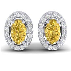 0.75 CTW Citrine & Micro Pave VS/SI Diamond Earrings Halo 18K White Gold - REF-34A5X - 21183