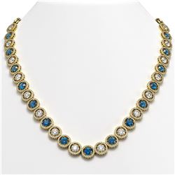 35.60 CTW Blue & White Diamond Designer Necklace 18K Yellow Gold - REF-4403A6X - 42679