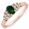 Image 1 : 0.74 CTW Emerald & Diamond Ring 14K Rose Gold - REF-21W3F - 10106