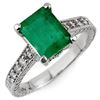2.75 CTW Emerald & Diamond Antique Ring 14K White Gold - REF-40Y4K - 10627