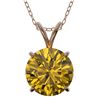 Image 1 : 2.03 CTW Certified Intense Yellow SI Diamond Solitaire Necklace 10K Rose Gold - REF-492A2X - 36817