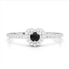 0.37 CTW Black & White VS/SI Diamond Micro Halo Heart Ring 18K White Gold - REF-28M2H - 22594