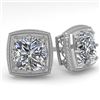 1.0 CTW VS/SI Cushion Cut Diamond Stud Solitaire Earrings Deco 18K White Gold - REF-187Y5K - 35964