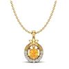 0.20 CTW Citrine & Micro Pave VS/SI Diamond Halo Necklace 18K Yellow Gold - REF-22W8F - 20362