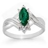0.57 CTW Emerald & Diamond Ring 18K White Gold - REF-27A6X - 13603
