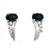 0.55 CTW Blue Sapphire & Diamond Earrings 18K White Gold - REF-19Y3K - 12798