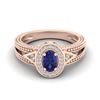 0.58 CTW Tanzanite & VS/SI Diamond Designer Solitaire Halo Ring 10K Rose Gold - REF-27A6X - 20843