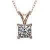 0.50 CTW Certified VS/SI Quality Princess Diamond Necklace 10K Rose Gold - REF-79F5N - 33167
