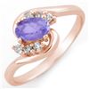 0.60 CTW Tanzanite & Diamond Ring 14K Rose Gold - REF-27X6T - 10173