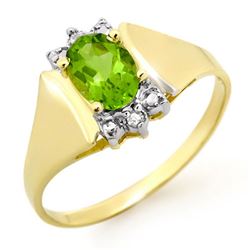 1.28 CTW Peridot & Diamond Ring 10K Yellow Gold - REF-14K8W - 13466