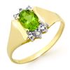 Image 1 : 1.28 CTW Peridot & Diamond Ring 10K Yellow Gold - REF-14K8W - 13466