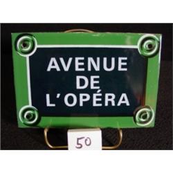 Vintage Metal Sign AVENUE de L'OPERA