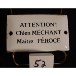 Vin Metal Sign ATTENTION! CHIEN MECHANT