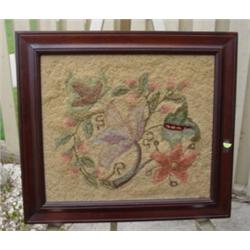 ART NOUVEAU Hooked Floral in Frame