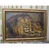 Image 1 : LIONS - Oil Painting on Canvas - Uns
