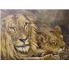 Image 2 : LIONS - Oil Painting on Canvas - Uns