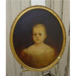 PRIMITIVE OIL Painting of Young Girl