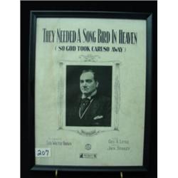 ENRICO CARUSO Framed Sheet Music