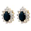 5.46 CTW Blue Sapphire & Diamond Earrings 14K Yellow Gold - REF-85T3M - 12873